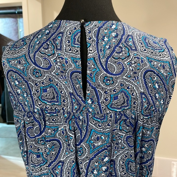 GAP Pretty Blue Short Paisley Shirred  Swing Dress with pockets and attach belt - Picture 8 of 10